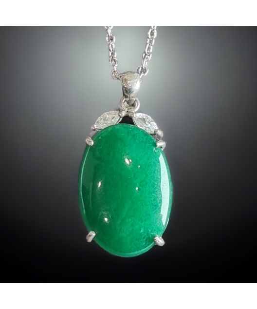 Pendentif Jade & Zirconium avec chaîne