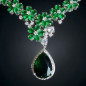 Collier Emeraude de synthèse & Zirconium