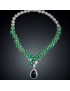Collier Emeraude de synthèse & Zirconium