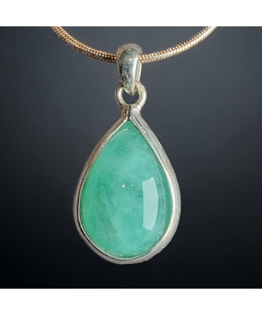 Pendentif Emeraude avec chaîne Argent 925