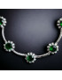 Collier Emeraude de synthèse & Zirconium fleurs
