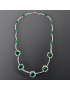 Collier Emeraude de synthèse & Zirconium fleurs