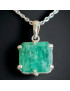 Pendentif Emeraude A+ sertie Argent 925 avec chaîne
