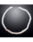 Collier Quartz rose Pierres forme olive
