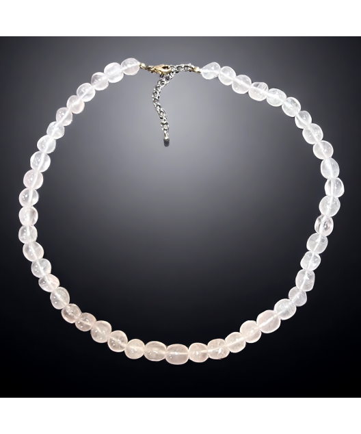 Collier Quartz rose Pierres forme olive