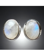 Boucles Pierre de lune serties Argent 925 (s)