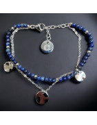 Bracelet Lapis-lazuli Pierres rondes de 3mm Argent 925