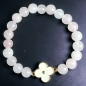 Bracelet Quartz rose Pierres rondes 8mm et Fleur émail