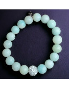 Bracelet Amazonite Pierres rondes 10mm avec insert