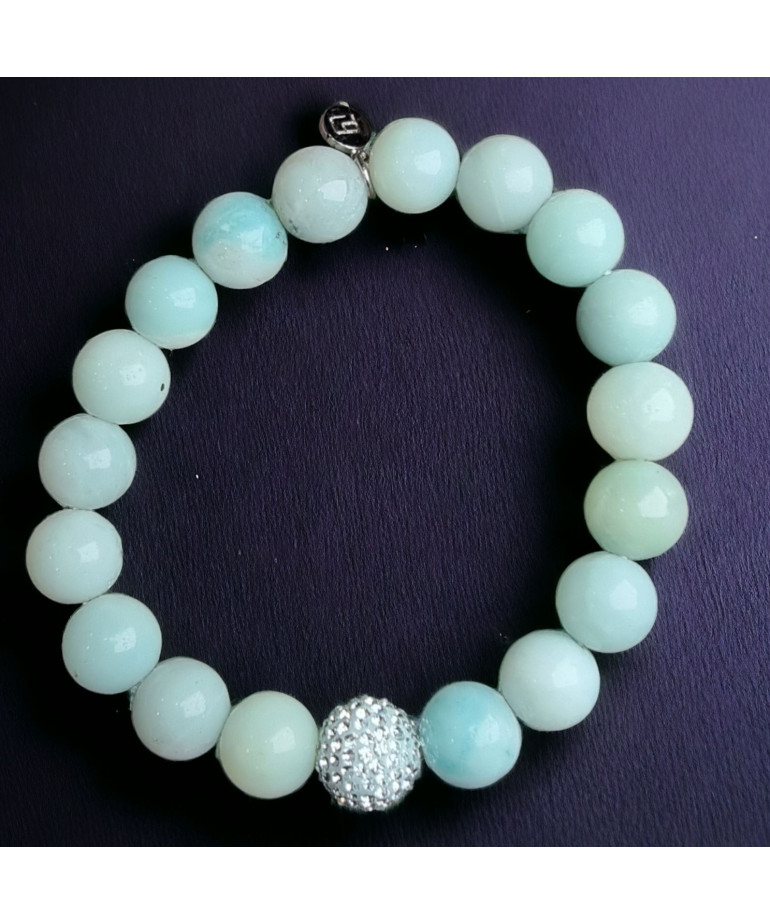Bracelet Amazonite Pierres rondes 10mm avec insert