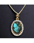 Pendentif Labradorite & Zirconium Argent 925 sur cordon réglable