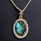 Pendentif Labradorite & Zirconium Argent 925 sur cordon réglable