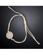 Bracelet Quartz rose & Zirconium Argent 925 sur cordon réglable