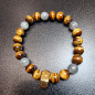 Bracelet Œil de tigre & Labradorite Pierre rondes 8mm avec crâne