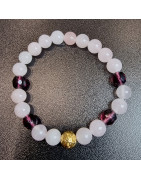 Bracelet Quartz rose & Améthyste avec inserts