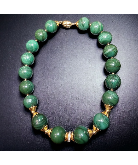 Collier Malachite Pierres rondes 18mm