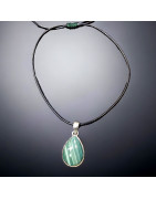 Pendentif Opale verte Argent 925 sur cordon réglable
