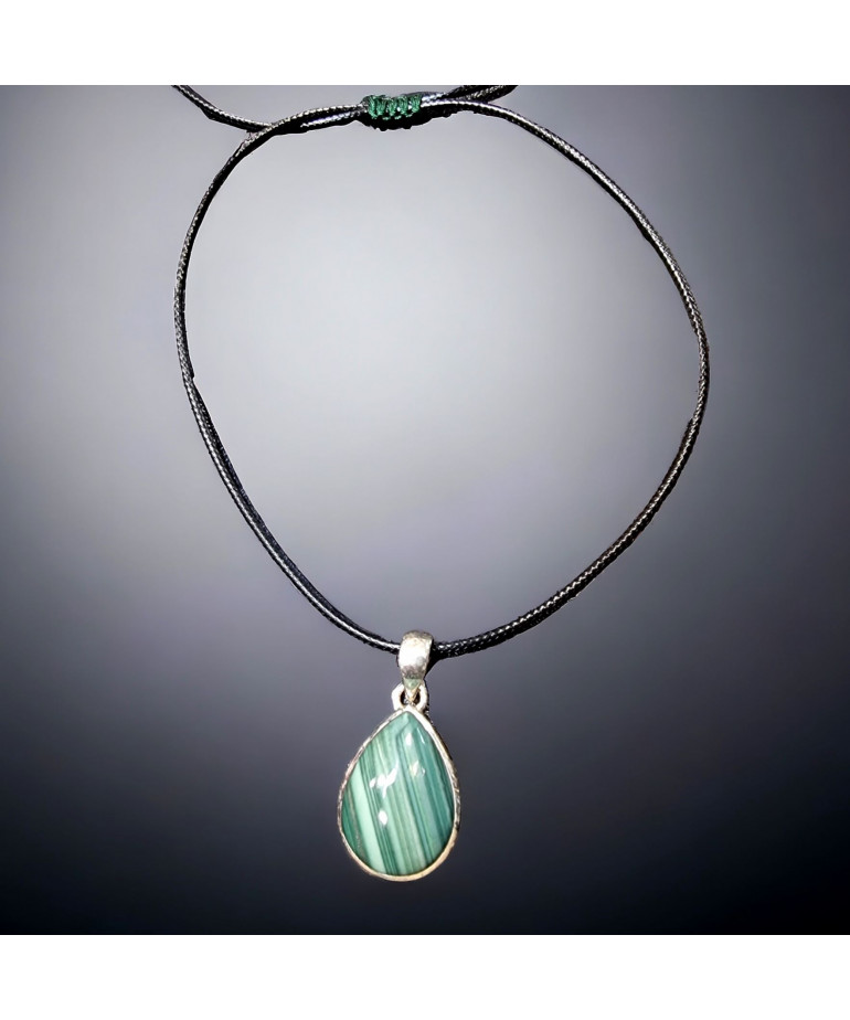 Pendentif Opale verte Argent 925 sur cordon réglable