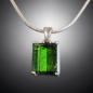 Pendentif Tourmaline verte A+ avec chaîne Argent 925 (s)