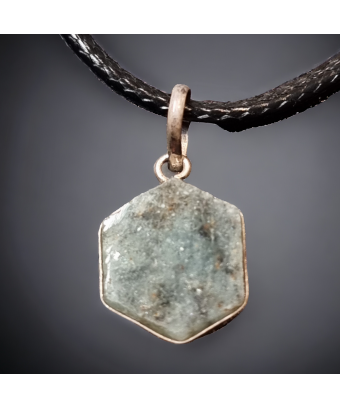 Pendentif Tourmaline Paraiba Argent 925 sur cordon simili cuir