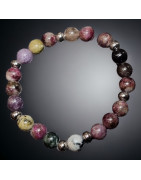 Bracelet Tourmaline multicolore (Melon d'eau) A+ Pierres rondes 8mm