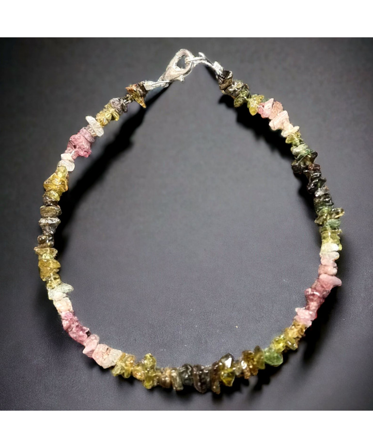 Bracelet Tourmaline Multicolore (Melon d'eau) baroque avec fermoir (s)