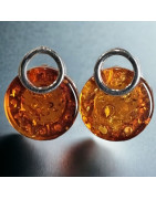 Boucles Ambre rondes Argent 925