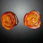 Boucles Ambre fleurs Argent 925