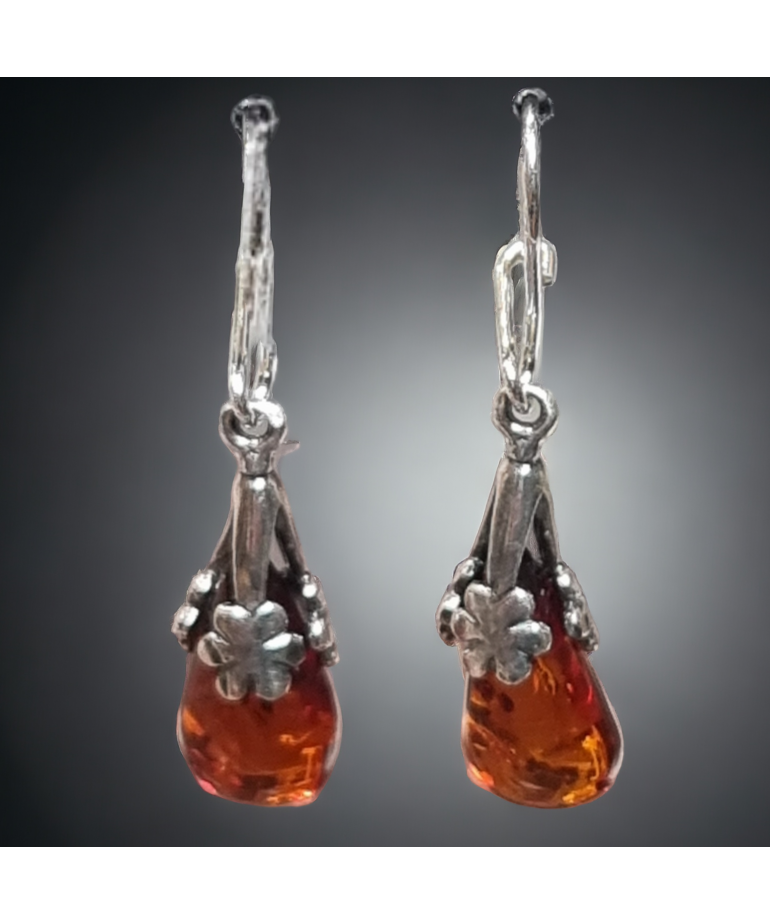 Boucles Ambre Argent 925