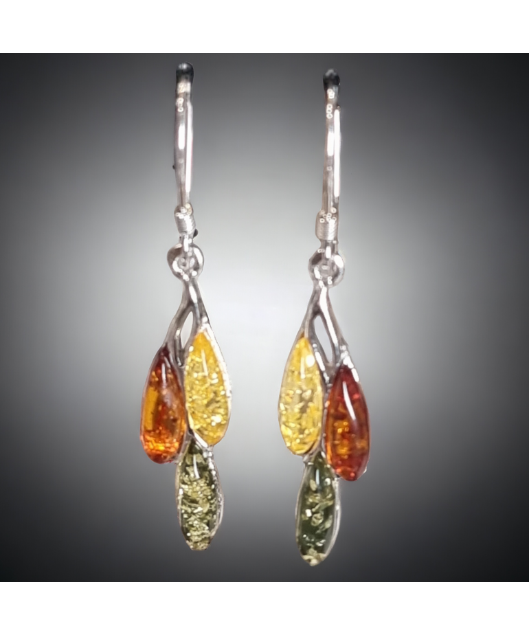 Boucles Ambre trois couleurs Argent 925