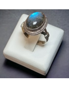 Bague Labradorite cabochon Argent 925 Taille 55