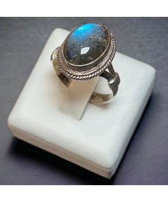 Bague Labradorite cabochon Argent 925 Taille 55