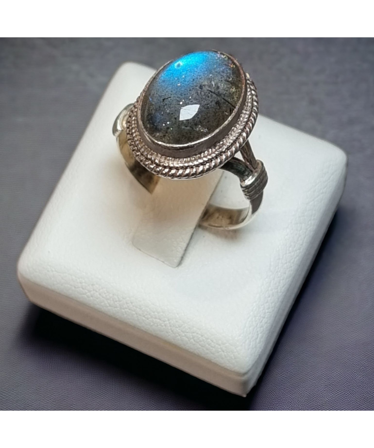 Bague Labradorite cabochon Argent 925 Taille 55