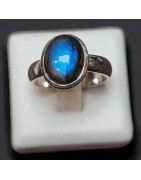 Bague Labradorite cabochon Argent 925 Taille 55