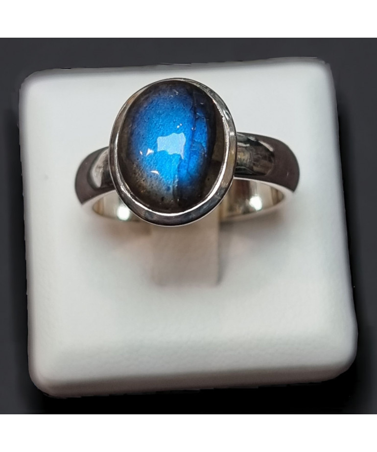 Bague Labradorite cabochon Argent 925 Taille 55