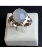 Bague Calcédoine cabochon Argent 925 Taille 62