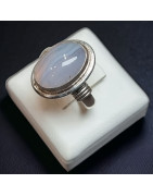 Bague Calcédoine cabochon Argent 925 Taille 56