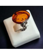 Bague Ambre Signe $ Argent 925 Taille 52