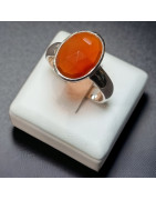 Bague Agate de feu facettée Argent 925 Taille 60