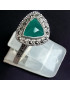 Bague Agate verte & Marcassite Argent 925 Taille 59