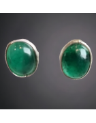 Boucles Emeraude ovales Argent 925