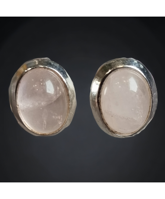Boucles d'oreilles Quartz rose ovales Argent 925