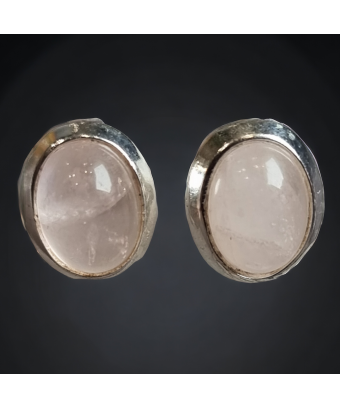 Boucles Quartz rose ovales Argent 925