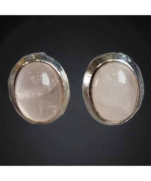 Boucles Quartz rose ovales Argent 925
