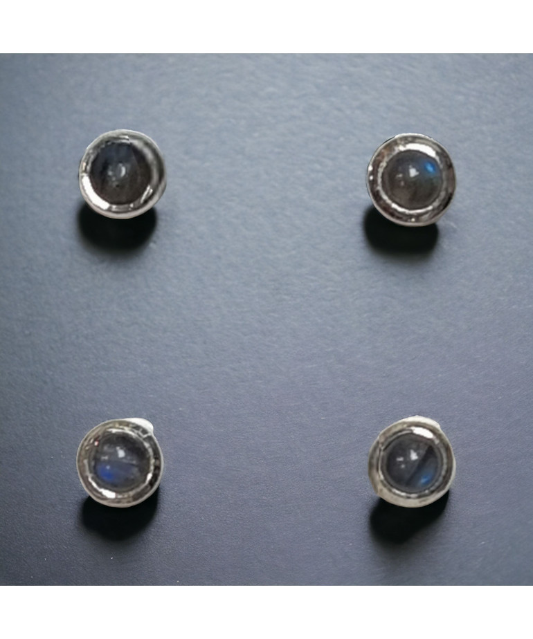 Boucles Labradorite Boutons Argent 925