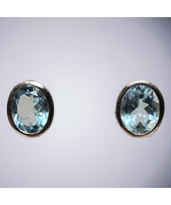 Boucles Topaze bleue facettée Argent 925