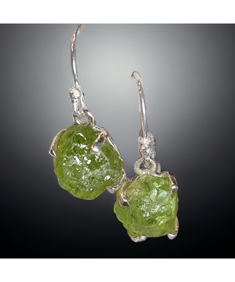 Boucles d'oreilles Péridot brut Argent 925