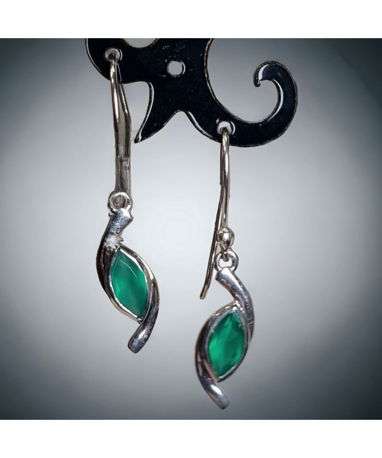 Boucles d'oreilles Agate verte Argent 925