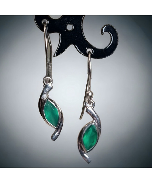 Boucles Agate verte Argent 925