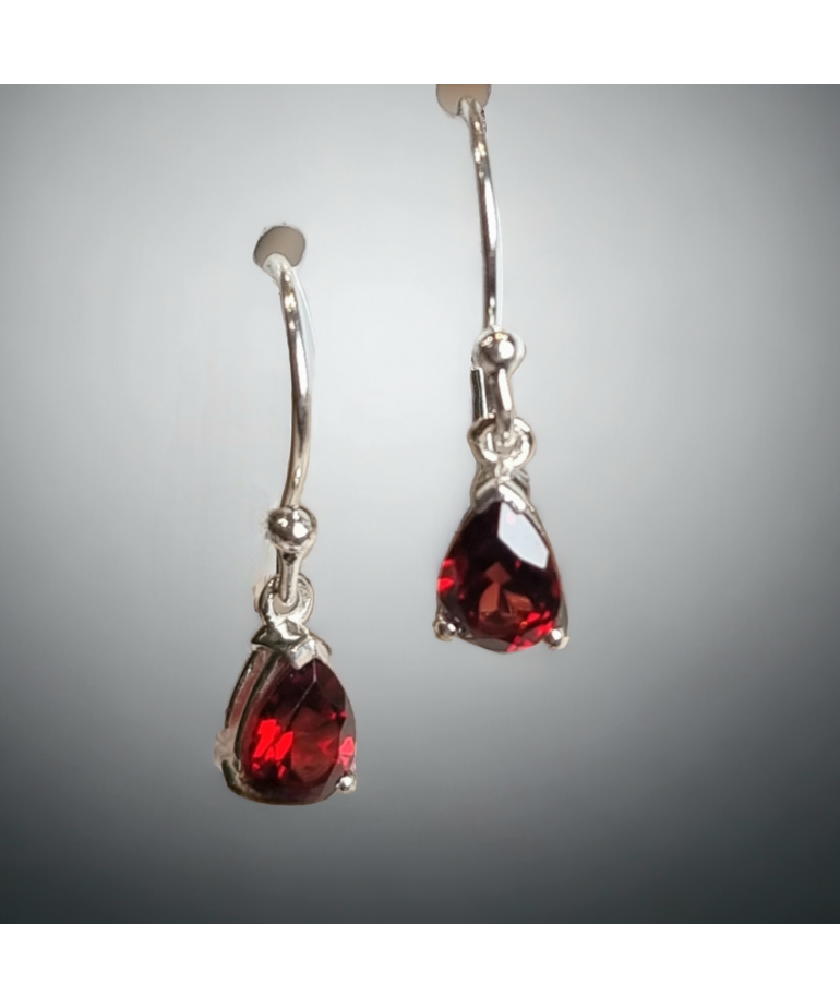 Boucles Grenat facetté Argent 925